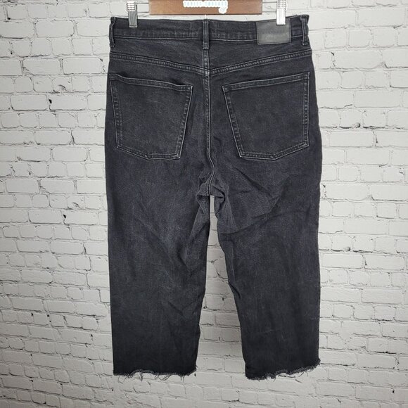 Everlane Black Denim Organic Cotton The Highway Jean Cropped Cut Off 30x22 - Picture 2 of 12